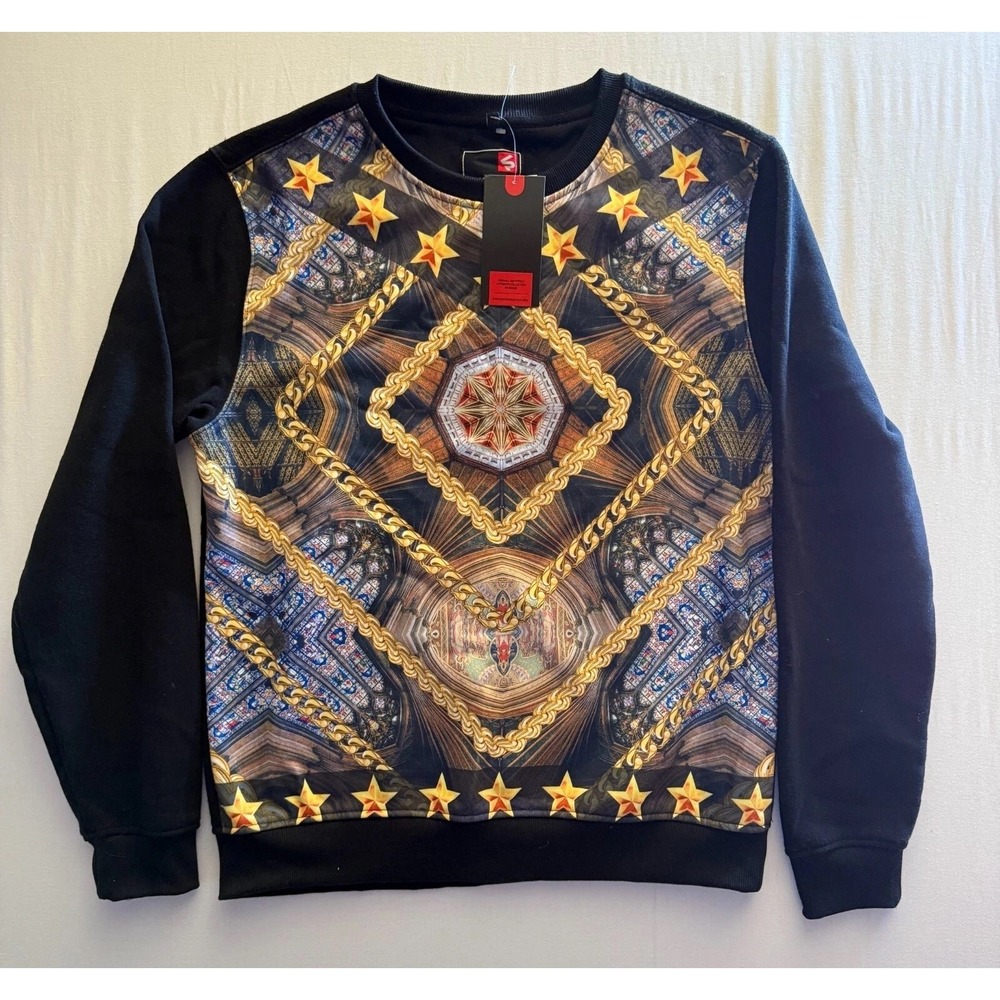 Southpole Sweatshirt Mens XL Baroque Crewneck Pullover‎ Graphic Chain Star